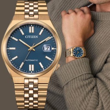 CITIZEN 星辰 限量 青春撞色機械錶 手錶 新春開運 送禮首選-午夜藍x玫瑰金色/40mm NK0023-57L