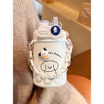 水杯保溫杯女生可愛雙飲吸管杯高顏值咖啡杯316兒童保冷新款杯子