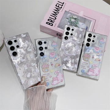 韓風滿屏狗狗貓咪適用三星S25Ultra手機殼S24Ultra錫紙紋保護套S23Ultra磁吸防摔殼S22Ultra全包可愛卡通女款