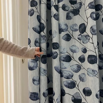 EZSO 簡易訂製 靛藍秘境防蹣抗菌遮光窗簾 寬140X高150以內