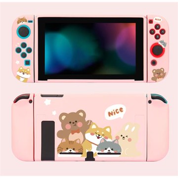 任天堂SwitchOLED保護殼NS保護殼硅膠TPU主板手柄全軟殼 柴犬貓咪