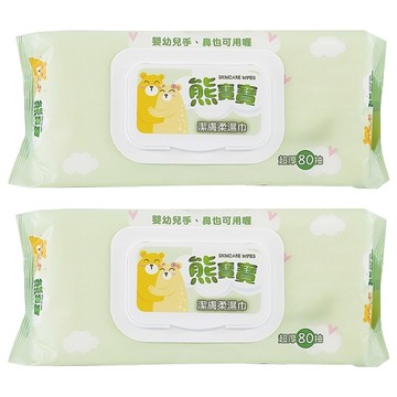 熊寶寶 超厚潔膚柔濕紙巾  80張  2包