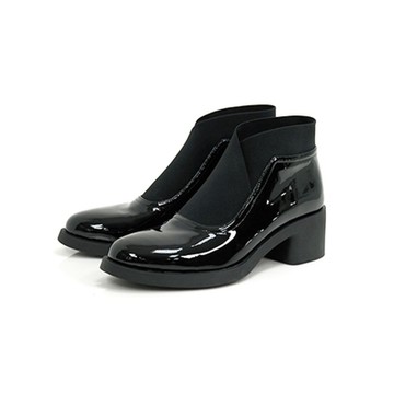 viina輕奢時尚漆皮彈力短靴-黑