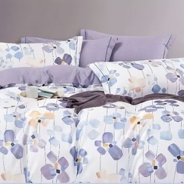 夢之語 吸濕排汗萊賽爾纖維 七件式鋪棉床罩組  雙人加高35cm  紫芋花開