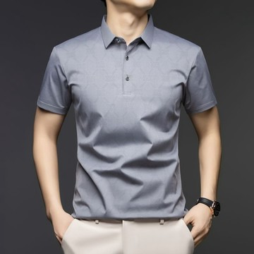 男裝夏季冰丝亲肤短袖T恤夏季男士印花时尚Polo衫短袖高品质免烫上衣