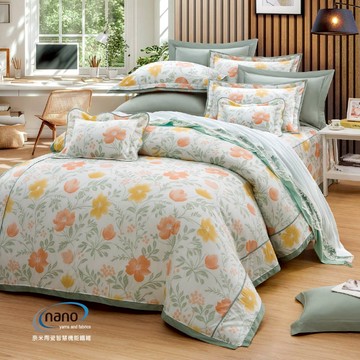 七件式床罩組 /純粹好棉100%無異纖精梳純棉 /2511露西(桔)