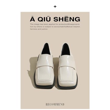 文藝復古方頭低跟樂福鞋單鞋女2025年新款春季百搭黑色學生小皮鞋