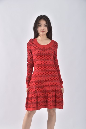 (S) juicy couture質感洞洞條紋紅色洋裝