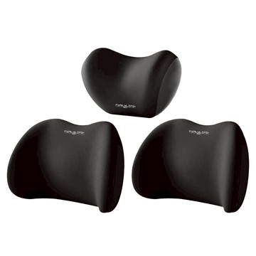 FAmILyLIFE 生活 3D超服貼全支撐車用頭枕 + 車用腰靠 x 2 1.2kg  黑色  1組