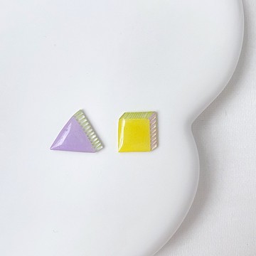 幾何積木夾式/針式耳環
