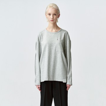 淺灰袖活褶設計寬版T-shirt | 00202410103