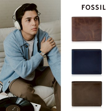 【FOSSIL 官方旗艦館】Derrick 真皮大零錢袋RFID皮夾(禮盒組附鐵盒，多色可選)