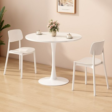 陽臺茶桌椅組合休閑小圓桌茶幾郁金香白色咖啡奶茶店休息區洽談桌