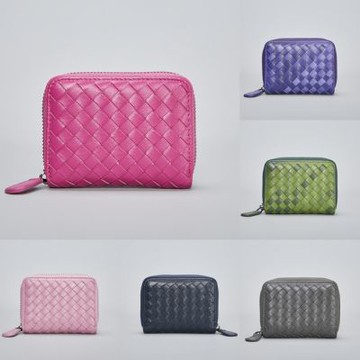 [巴黎精品] 現貨+預購 真皮編織零錢包真羊皮錢包短夾卡夾隨身手拿包-質感大容量男女包包10色a1ke3