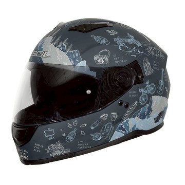 SOL SF-7 / SF7 探險者 消光灰/藍 內藏式墨鏡 金屬排齒釦 EPS 眼鏡溝 耳機槽 全可拆洗 全罩 安全帽