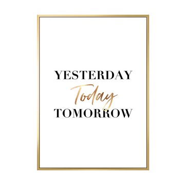 閃閃發光的今天  YESTERDAY TODAY TOMORROW 海浪 鳳梨 裝飾畫  70 x 50cm  金色