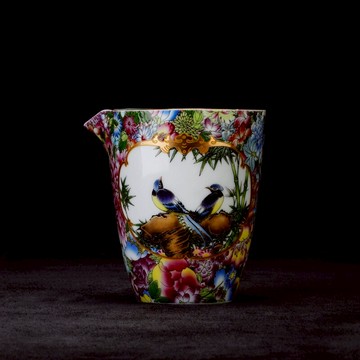 陶瓷公道杯琺瑯彩分茶器金地萬花公道杯 茶道配件分茶器 公杯茶器