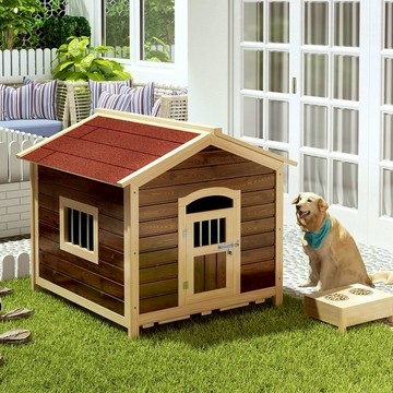 台灣公司 限時下殺 免運  實木戶外冬季保暖移動狗窩大型犬狗籠夏季防水防雨貓窩戶外寵物房