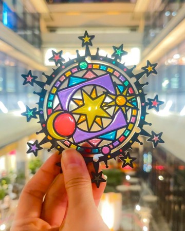 魔法陣杯墊 六芒星杯墊 // 星星 月亮 太陽 宇宙 花窗 塔羅 擺設