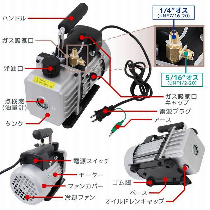 エアコンガスチャージ 真空ポンプ&マニホールドゲージ R134a R410a 