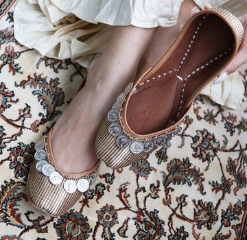 【錢幣】印度風情/銀幣點綴/手工刺繡鞋