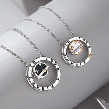 【巴黎精品】現貨+預購 頂級925純銀項鍊鎖骨鏈情人節禮物情侶對鍊配件-星球之戀情侶項鍊2款a1kp34