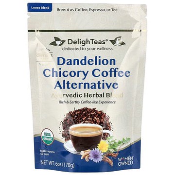 DelighTeas, 阿育吠陀草本混合物，蒲公英菊苣咖啡替代品，無咖啡萃取，6 盎司（170 克）