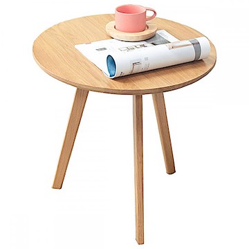 hoi! 原木日式和風白橡木實木0.5M圓形邊几-原木色 (H014217027).