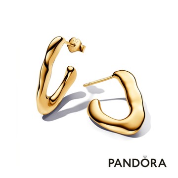 【Pandora官方直營】自然V型流線耳環圈