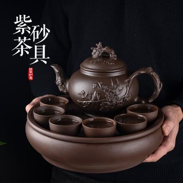 原礦紫砂茶壺大容量大號紫砂壺梅花壺家用功夫茶具泡茶壺茶杯套裝