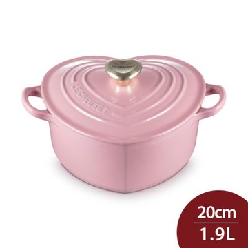 Le Creuset 愛心鑄鐵鍋 20cm 1.9L 薔薇 心型淡金頭 法國製 愛心鍋 湯鍋 燉鍋 (電磁爐 IH爐可用)