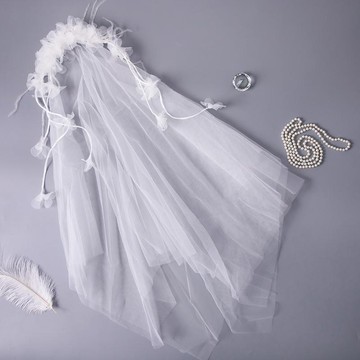 【超仙網紅拍照必備】新娘頭紗 短款頭紗 韓式簡約頭紗 婚紗頭紗 森系頭紗 頭飾 髮飾 婚紗拍照道具 白色頭紗 新款女用頭