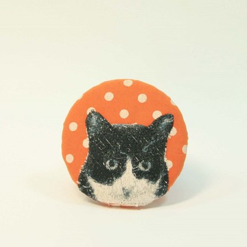 刺繡 大別針05-黑白貓