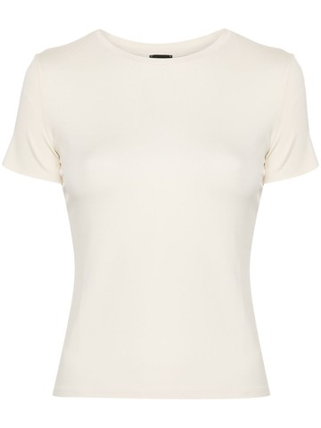 PINKO - embroidered-logo T-shirt - women - Elastane/Viscose - L - Neutrals