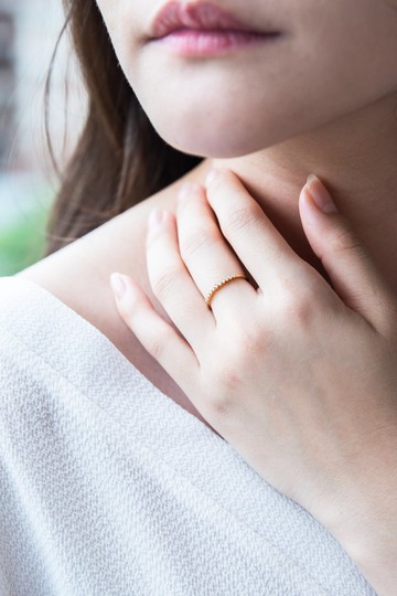 十字鑲鑽石戒-黃K金