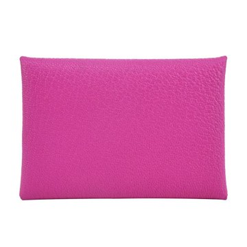 Hermes 愛馬仕 Calvi Duo 邁索爾山羊皮內裡釦式卡夾(L3玫瑰紫)