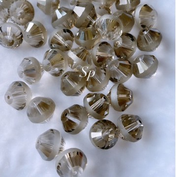 拾悦手作材料/12x14mm奧地利透灰色人造水晶玻璃珠中間磨砂造型飛碟珠/DIY半成品/台灣現貨快速出貨不用等待