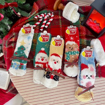 韓版聖誕襪 聖誕襪子 節慶襪子 聖誕中筒襪 聖誕老人襪 動物襪 珊瑚絨聖誕襪 聖誕襪 台灣出貨 台灣賣家