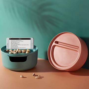 創意雙層家用多功能懶人果盤客廳臥室學生宿舍吃瓜果吐殼可架手機