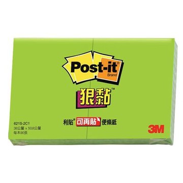 3M Post-it 利貼 狠黏可再貼便條紙-621S-2C 綠