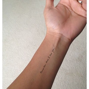 「記住我愛你」 紋身貼紙 微刺青 輕紋身  IG 打卡 創意 超美 小紅書同款 紋身貼 性感 網紅 文字 草寫