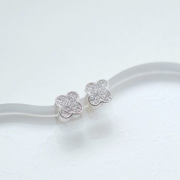 Stone 幸運草 針式耳環 925銀