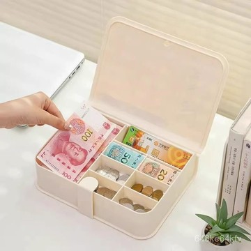 🔥臺灣出貨🔥零錢收納盒百元鈔現金保護盒收納盒存錢罐零錢大號兒童存錢盒零錢桌麵便攜式兒童ins家用零錢本充電器收納
