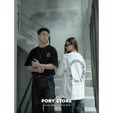 【PORY STORE】獨家！韓系環繞印花短T 純棉 舒適 實拍 韓系 穿搭 男女 街頭 寬鬆短tee 男生短袖 上衣