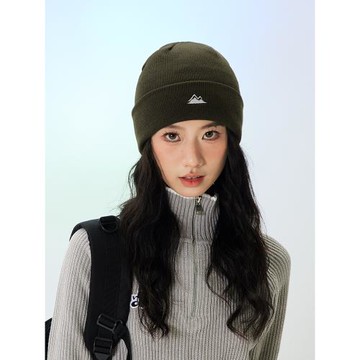 刺繡大頭圍毛線帽女秋冬滑雪登山保暖冷帽男顯臉小針織帽護耳帽子