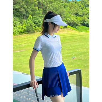 2025早春新款高爾夫女裝夏季短袖T恤速干修身女士運動防走光短裙