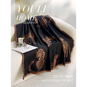 北歐高級毛毯針織毯復古客廳沙發毯辦公室午休毯子午睡毯黑色蓋毯