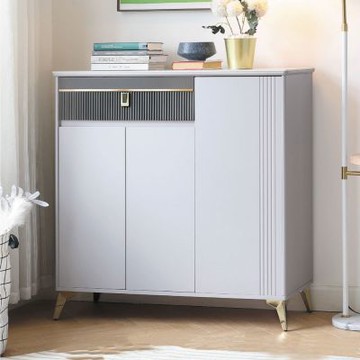 文創集 凱斯3.3尺三門單抽雙色鞋櫃-100x35x100cm免組