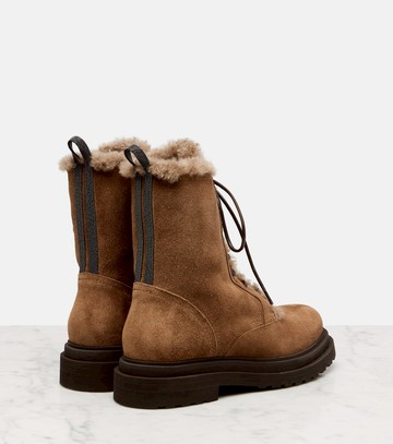 Brunello Cucinelli Monili shearling-lined suede combat boots