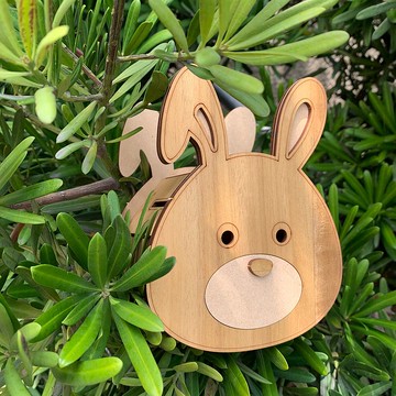 【手作DIY】兔子造型 木製存錢筒 遙遙可愛 擺飾 木質 質感 實用